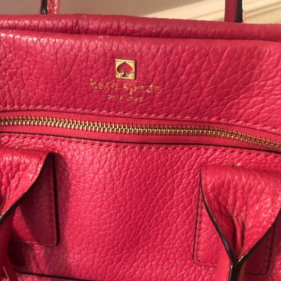 Kate Spade Dark Pink Leather Handbag with Tassel Zipper - Picture 3 of 10
